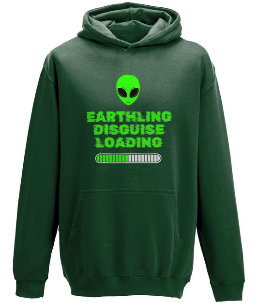 Green alien head hoodie, space-themed pullover, unisex alien sweatshirt, UFO believer apparel, Roswell-inspired clothing