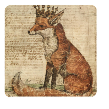 Medieval Fox Coasters: Illuminated Manuscript Art, Set of 4