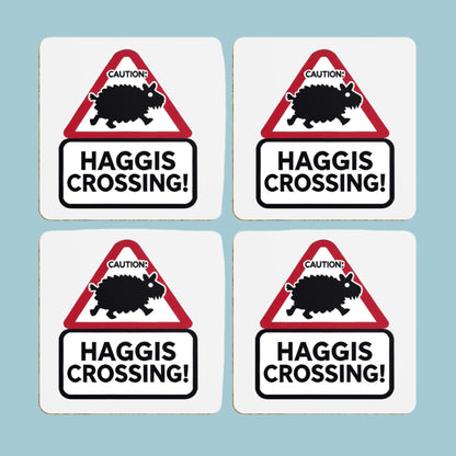 coaster gift set, whisky tasting accessories, housewarming gift Scotland, Scottish Highlands gift, unique Celtic gifts, fun Scottish present, Scottish road sign coasters, Highlands decor, gift for him Scotland, Scottish folklore merchandise