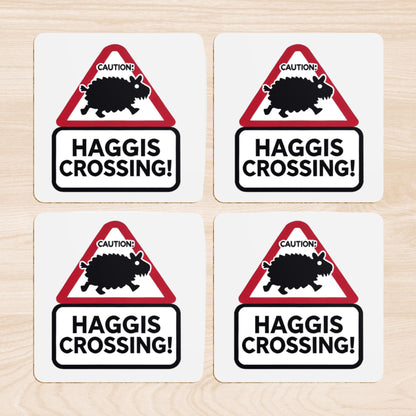 haggis crossing sign, Scottish themed coasters, Scotland lover gift, unique Scottish gift, funny home accessories, Celtic folklore gift, Scotland road sign decor, Scottish kitchen decor, gift for expats, tartan lovers gift