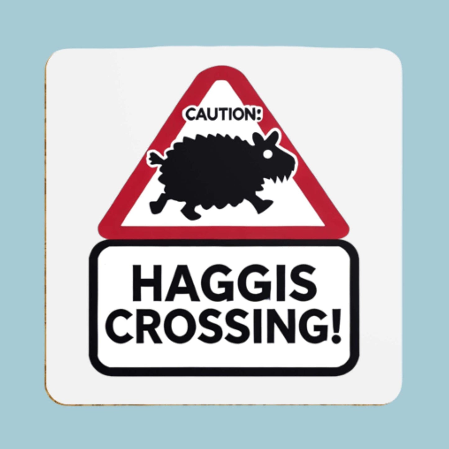 haggis coaster set, funny Scottish gift, Scotland souvenir, novelty drink coasters, Highland myth gift, quirky home decor, Burns Night gift, whisky lover gift, Scottish humour present, St Andrew’s Day gift