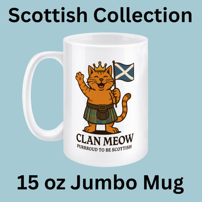 Scottish Cat Mug or Coaster: Highland Kilt & Bagpipes Design