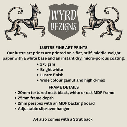 Decorative Lucky Cat poster with oriental architecture detail, symbolising wealth, luck, and good fortune. Cultural Japanese Lucky Cat poster for prosperity and luck.