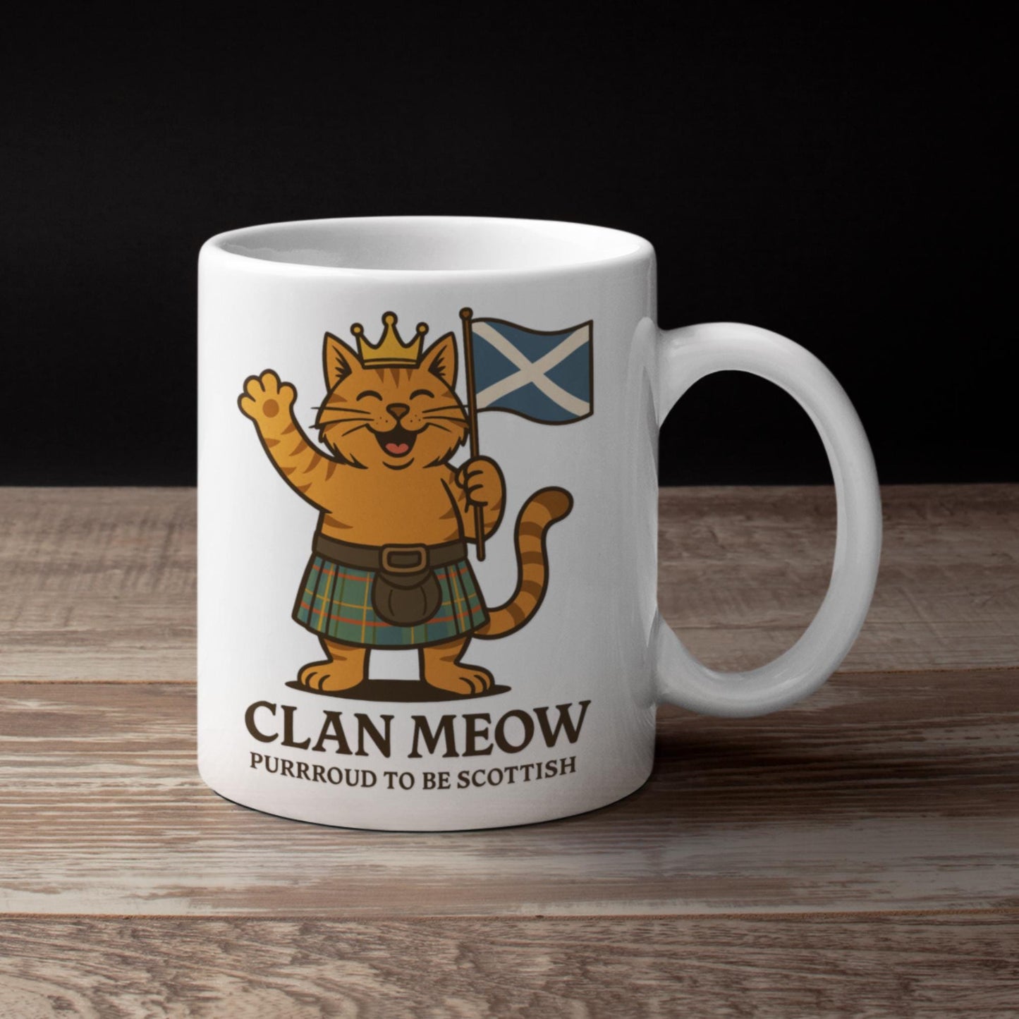 Scottish Cat Mug or Coaster: Highland Kilt & Bagpipes Design
