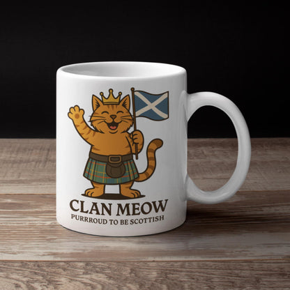 Scottish Cat Mug or Coaster: Highland Kilt & Bagpipes Design