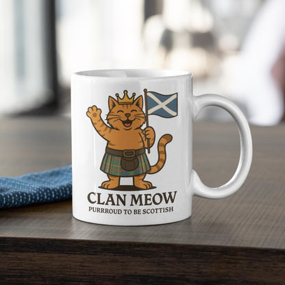 Scottish Cat Mug or Coaster: Highland Kilt & Bagpipes Design