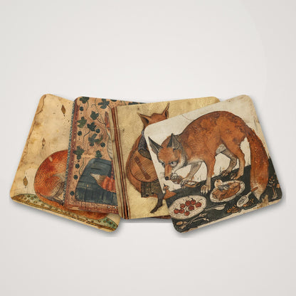 Fox Coasters, Pack of 4 Coasters, Medieval Foxes
