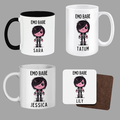 Emo Babe ceramic coffee cup with custom name