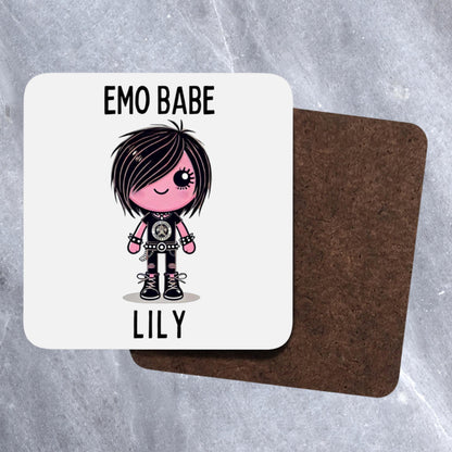 Emo coaster 90x90mm cork-backed hardboard