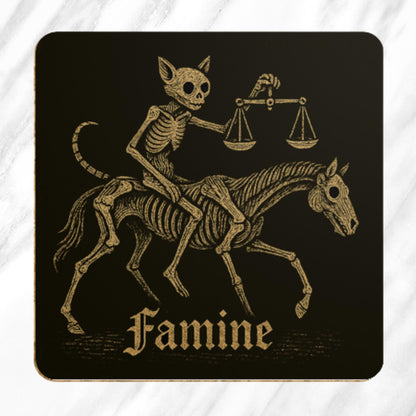 Medieval Cat Coasters Set – Four Horsemen of the Apocalypse, Dark Academia Gothic Drinks Gift