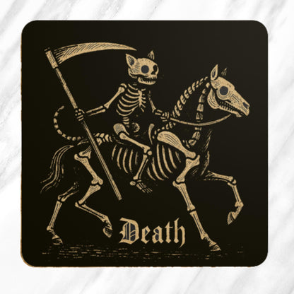 Medieval Cat Coasters Set – Four Horsemen of the Apocalypse, Dark Academia Gothic Drinks Gift