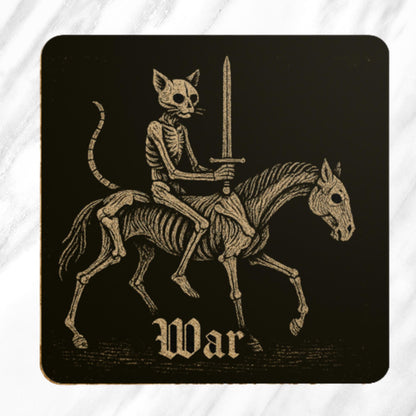 Medieval Cat Coasters Set – Four Horsemen of the Apocalypse, Dark Academia Gothic Drinks Gift