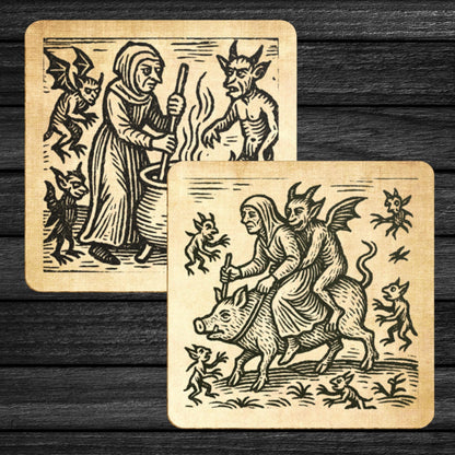 Cork-backed square drinks mats, gloss finish