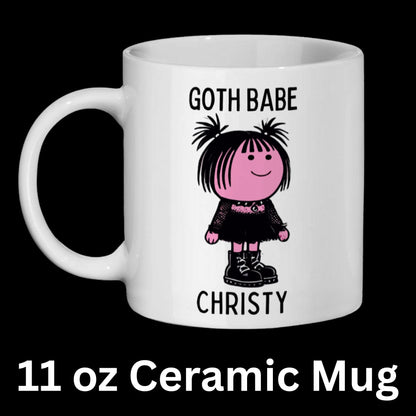 11oz gothic coffee mug with cute goth girl artwork.