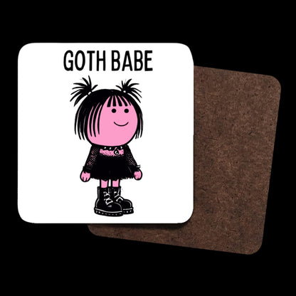Cork-backed 90mm coaster matching Goth Babe mug.