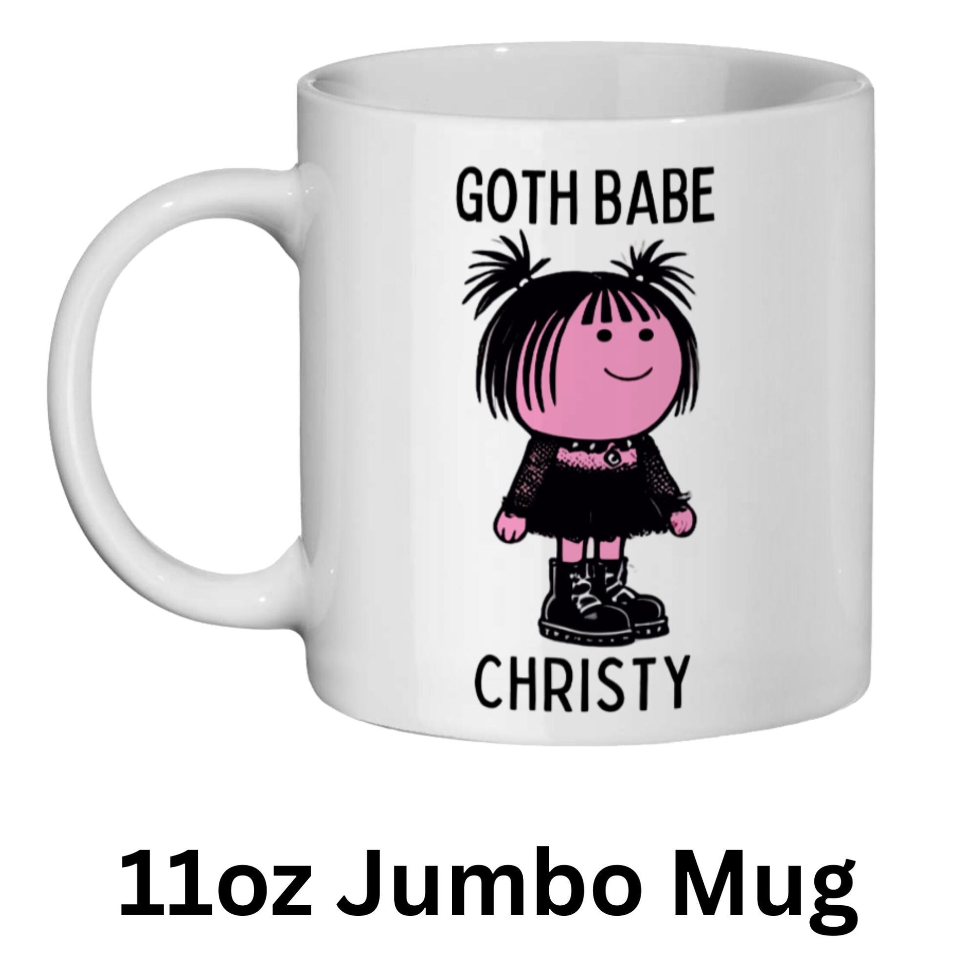 Personalised Goth Babe Mug or Coaster, Add Name, Cute Gothic Gift for Her, Goth Girlfriend, Goth Gifts