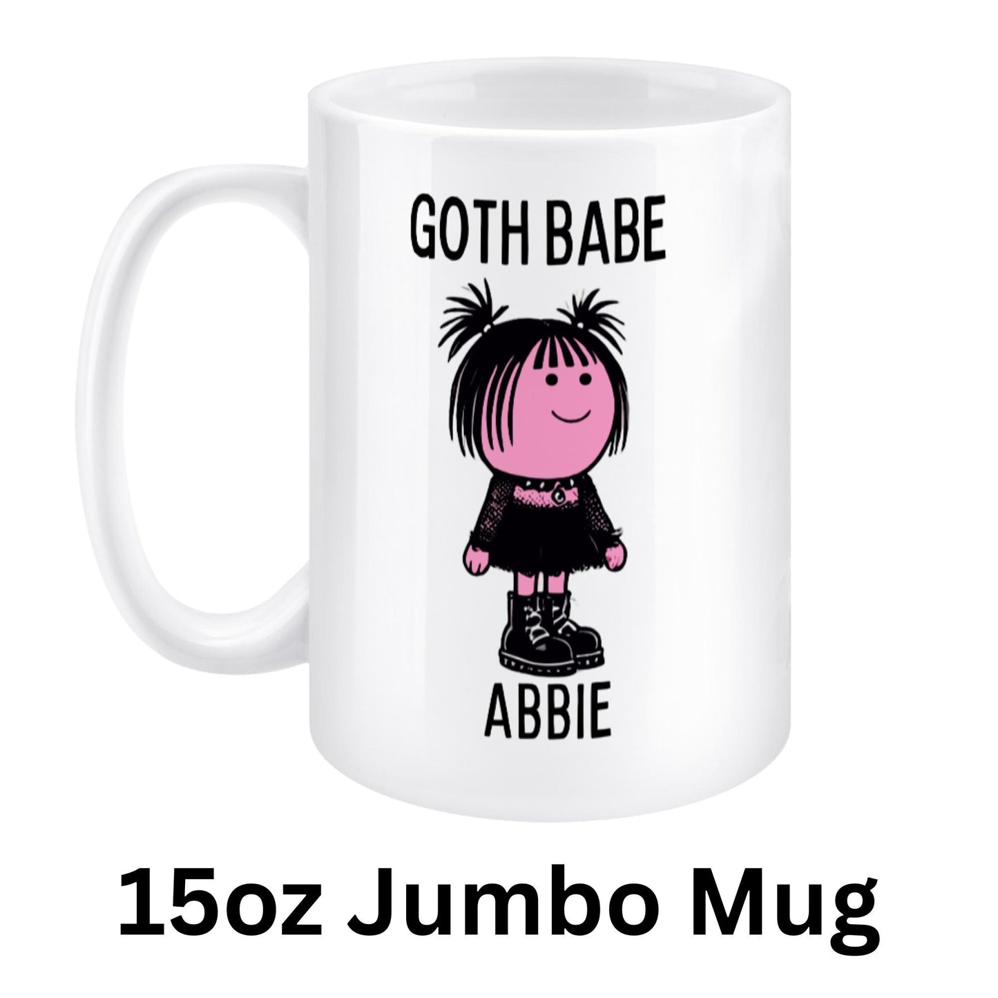 Personalised Goth Babe Mug or Coaster, Add Name, Cute Gothic Gift for Her, Goth Girlfriend, Goth Gifts