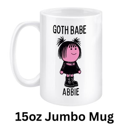 Personalised Goth Babe Mug or Coaster, Add Name, Cute Gothic Gift for Her, Goth Girlfriend, Goth Gifts