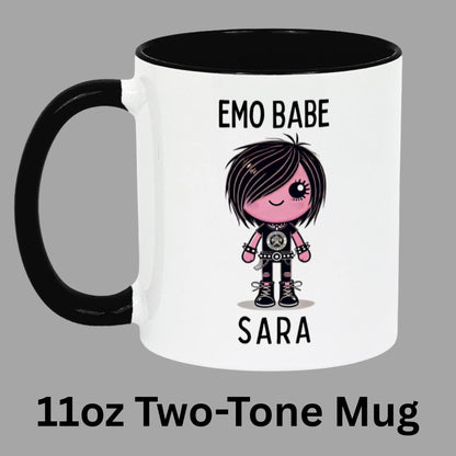 11oz or 15oz emo mug, optional black handle