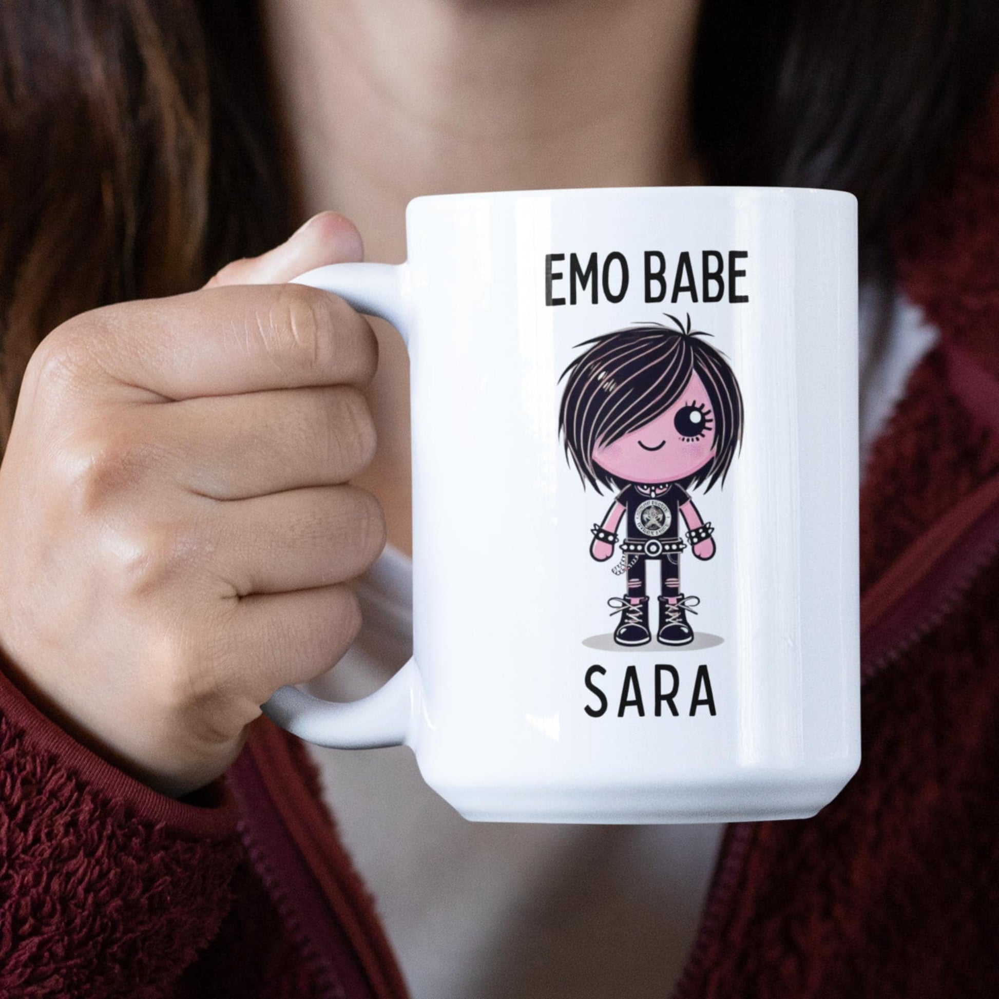 Personalised Emo Babe set, mug and matching coaster