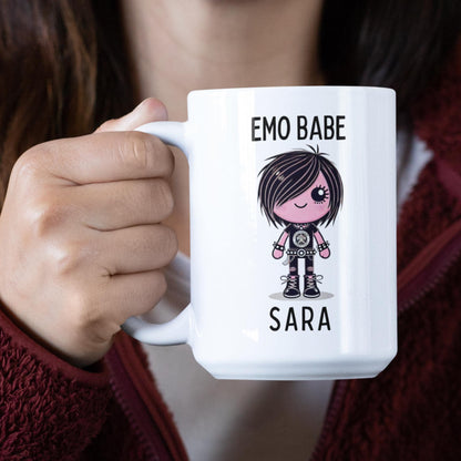 Personalised Emo Babe set, mug and matching coaster