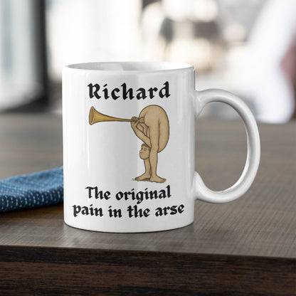 Personalised Medieval Butt Trumpet Mug, Coaster & Keyring 