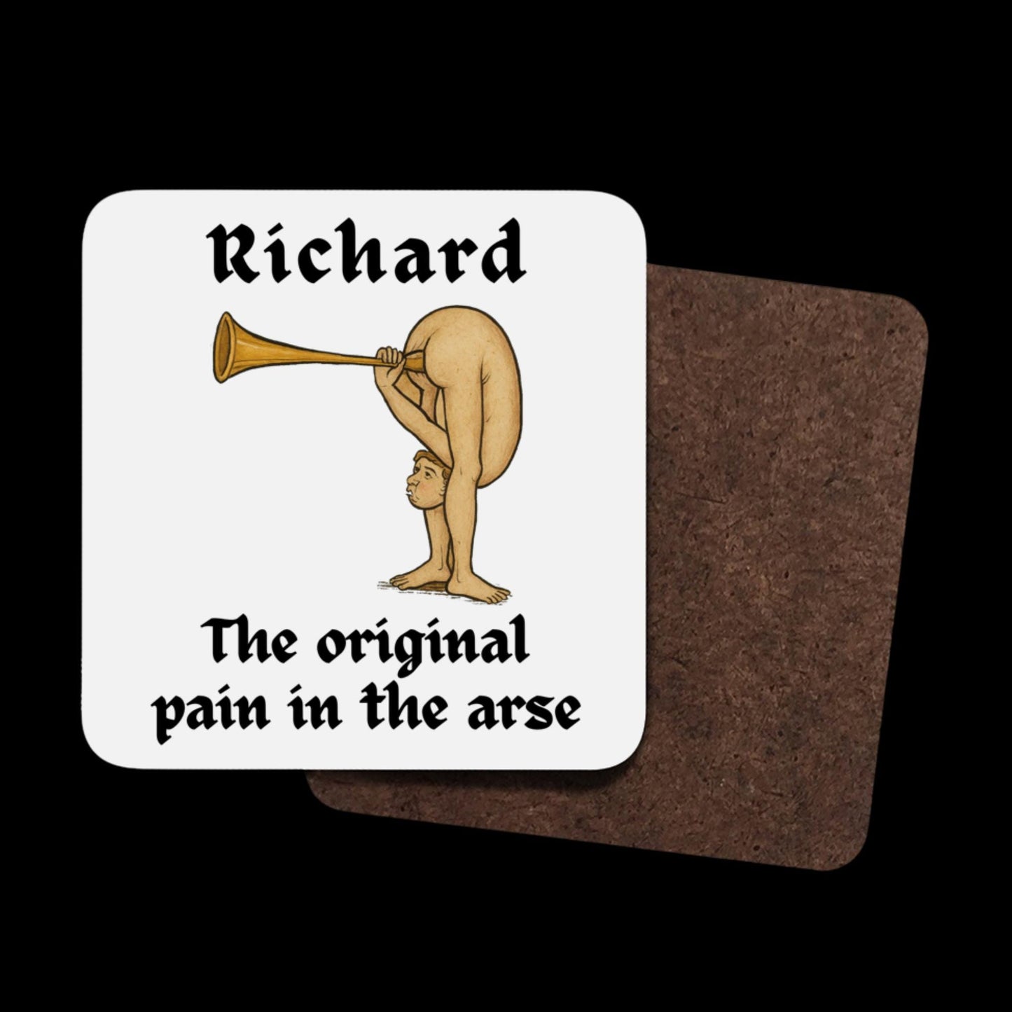 Personalised Medieval Butt Trumpet Mug, Coaster & Keyring 