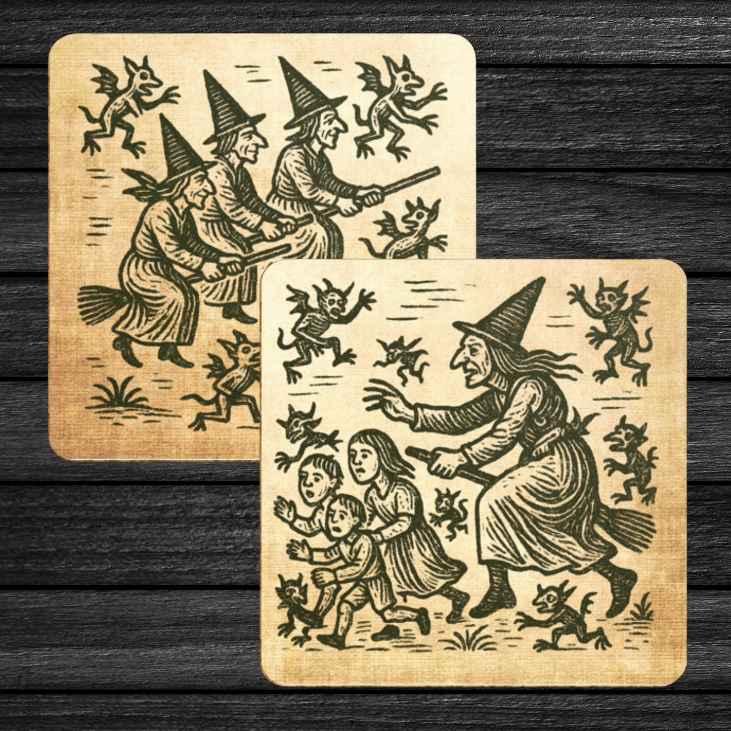 Secret Santa witch coasters for colleague