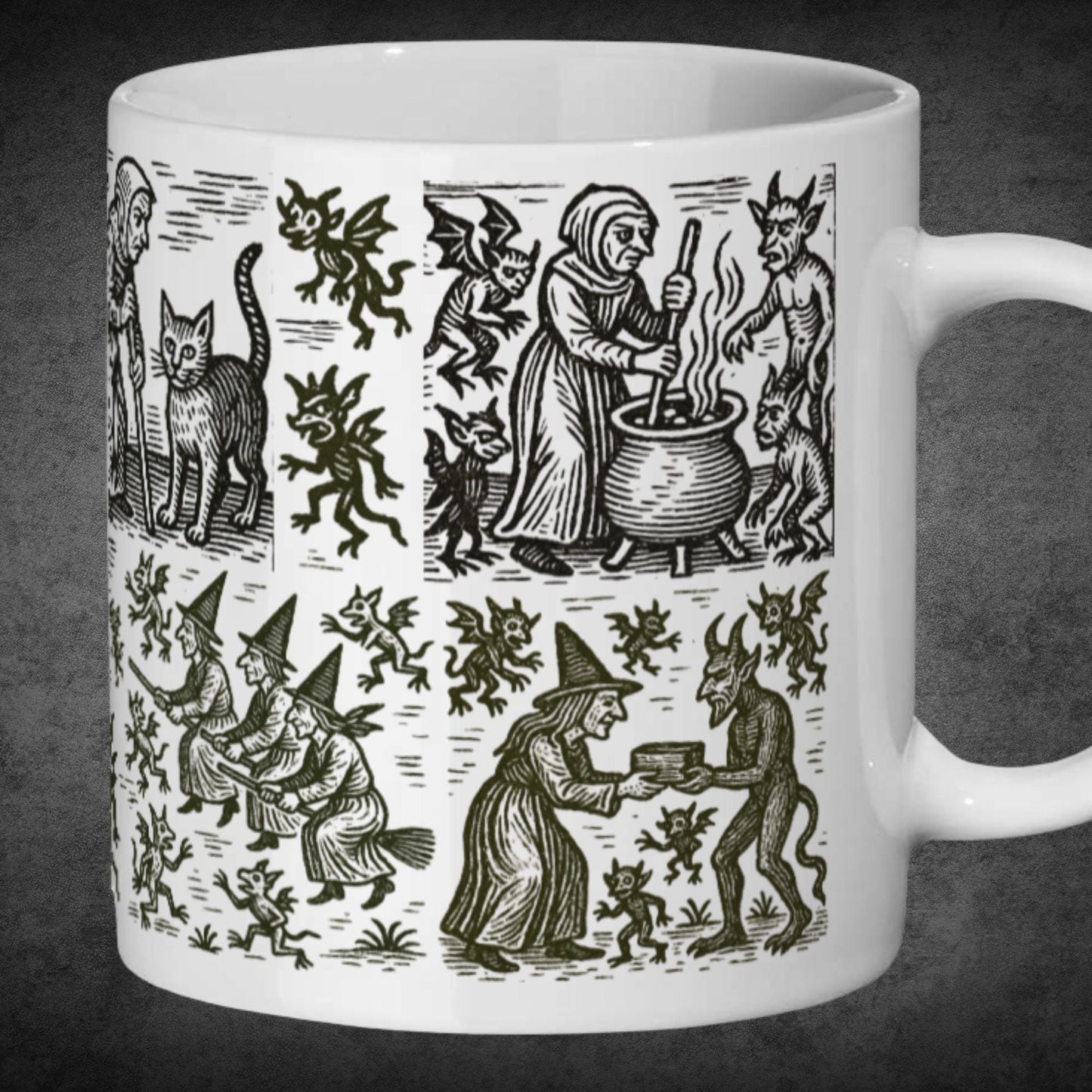 Dishwasher safe ceramic mug with witchy art