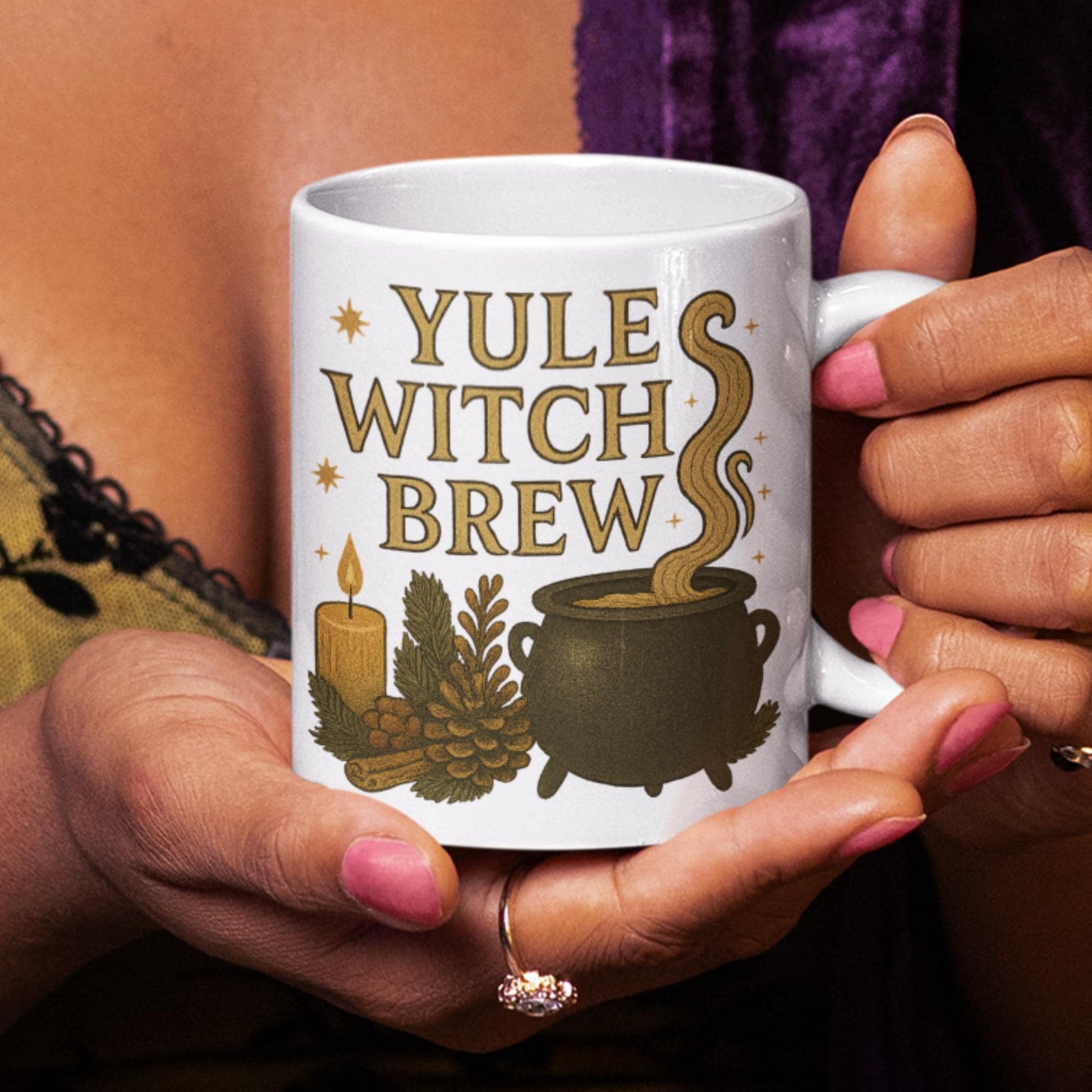 Festive witchcraft mug for winter rituals