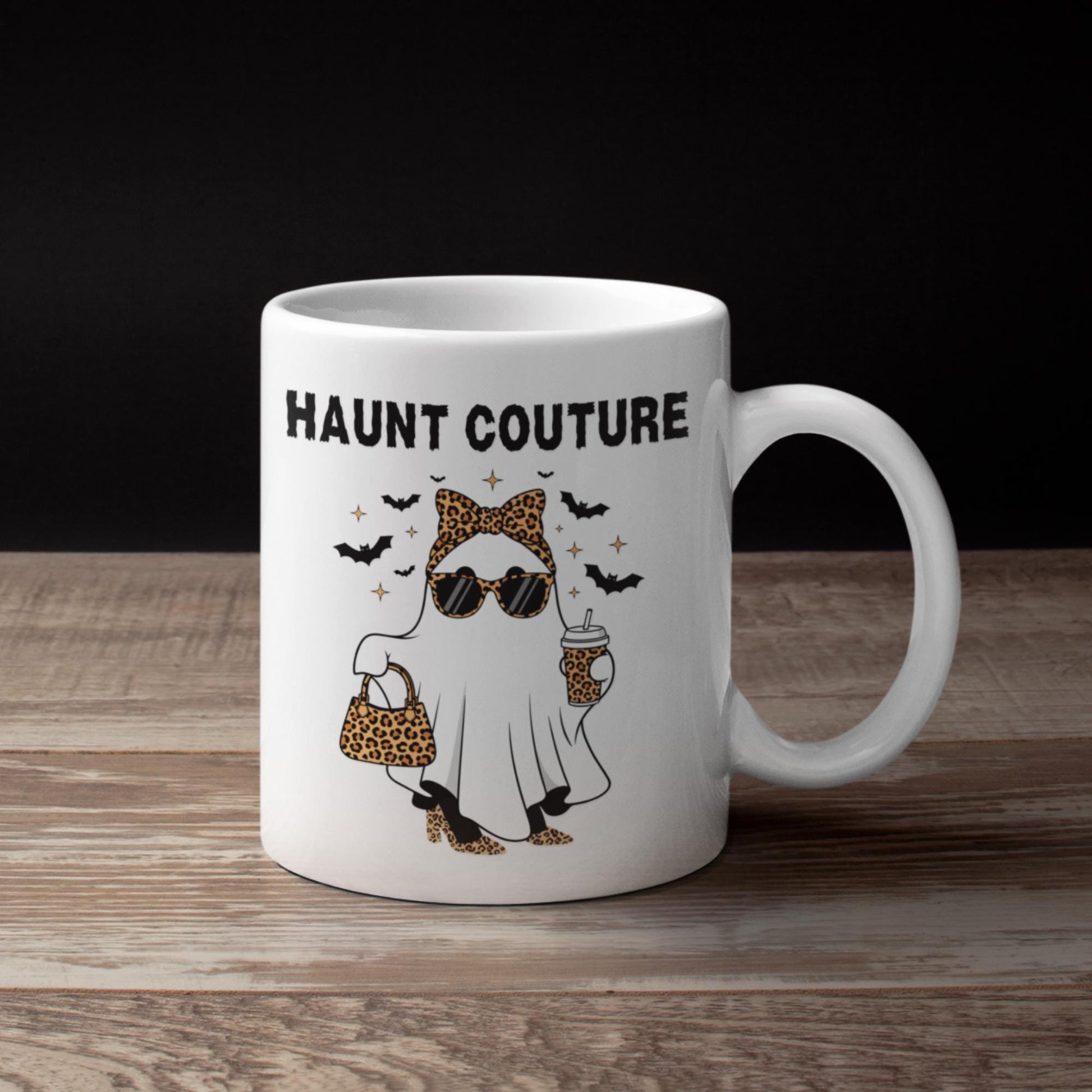 Trendy ghost mug with animal print accents