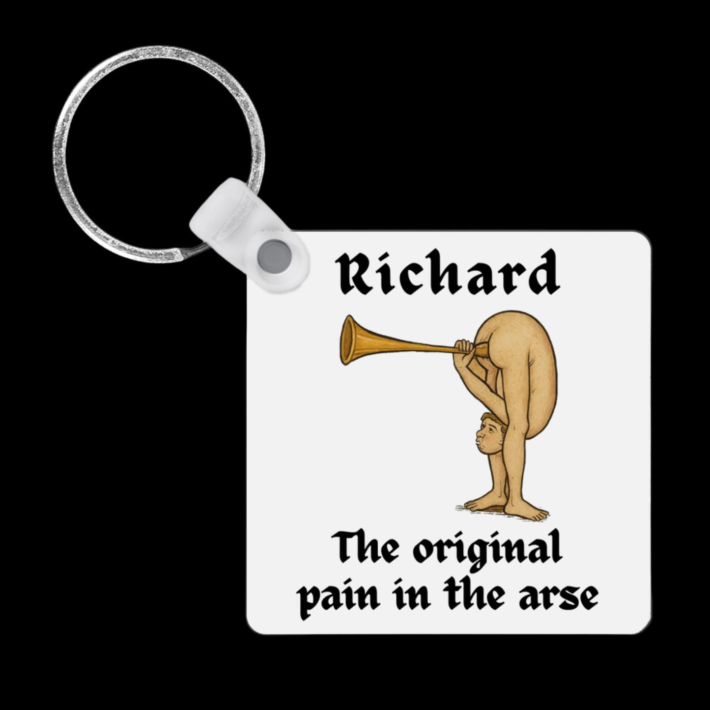 Personalised Medieval Butt Trumpet Mug, Coaster & Keyring 