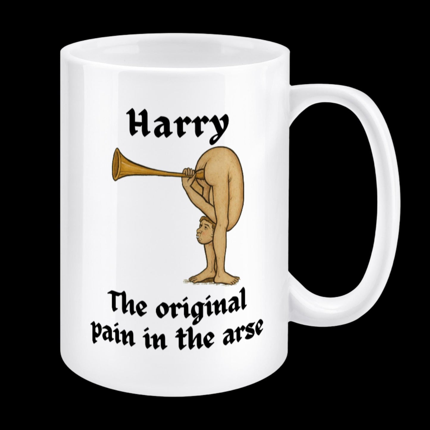 Personalised Medieval Butt Trumpet Mug, Coaster & Keyring 