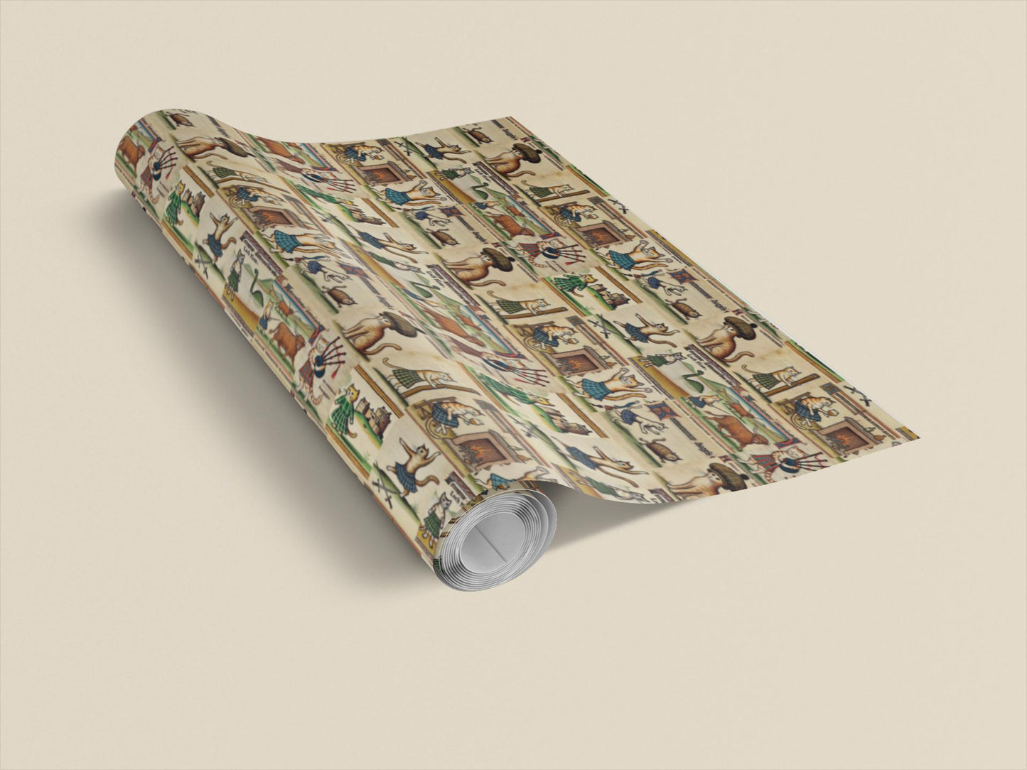 Scottish Cats Wrapping Paper Roll – Highland Medieval Art Giclée Print - Wyrd Dezigns