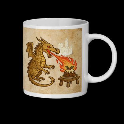 Dragon Christmas mug inspired by medieval manuscript art