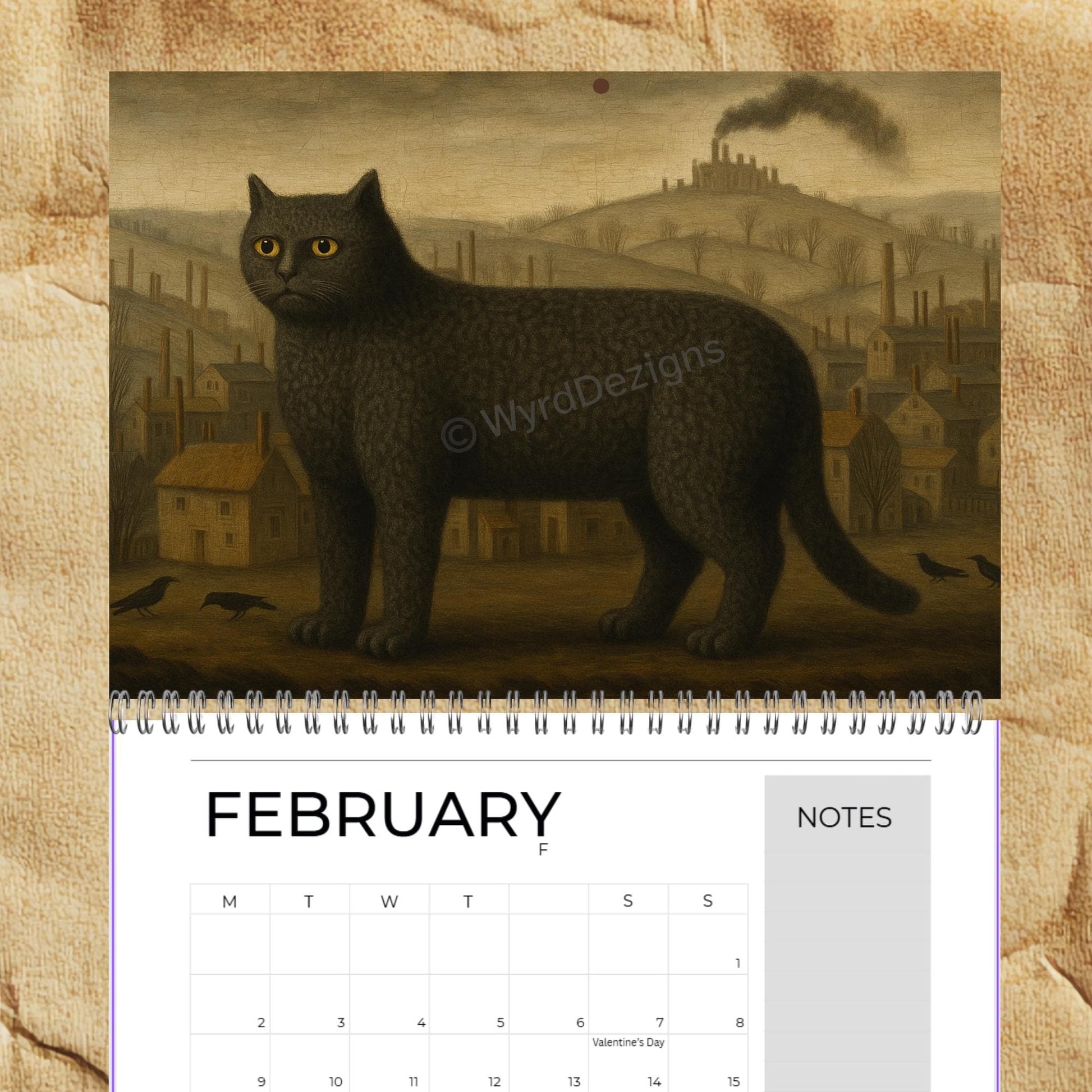Naïve Cat Paintings 2026 Calendar A5 | Folk Art Cat Calendar | Quirky Cat Lover Gift | Wall Art - Wyrd Dezigns