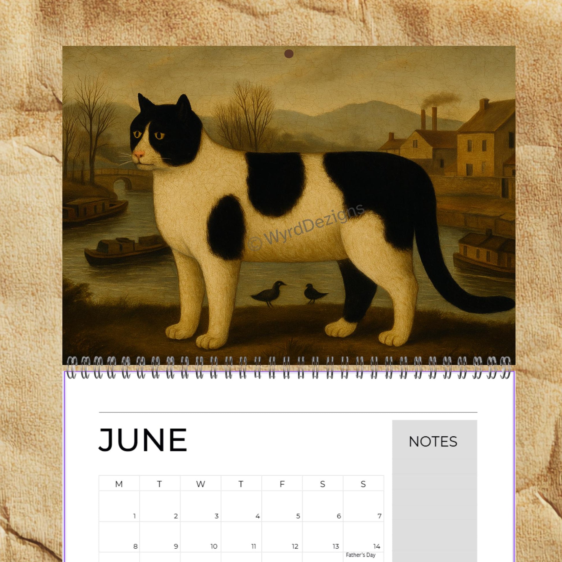 Naïve Cat Paintings 2026 Calendar A5 | Folk Art Cat Calendar | Quirky Cat Lover Gift | Wall Art - Wyrd Dezigns