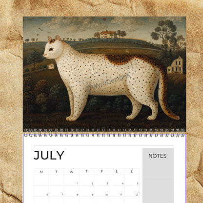 Naïve Cat Paintings 2026 Calendar A5 | Folk Art Cat Calendar | Quirky Cat Lover Gift | Wall Art - Wyrd Dezigns