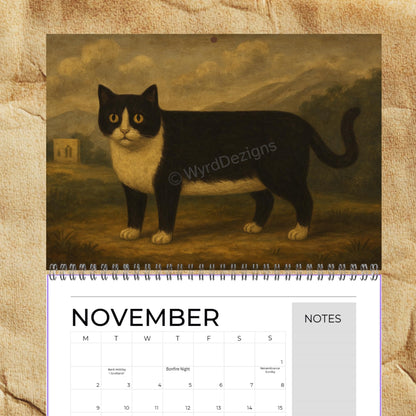 Naïve Cat Paintings 2026 Calendar A5 | Folk Art Cat Calendar | Quirky Cat Lover Gift | Wall Art - Wyrd Dezigns