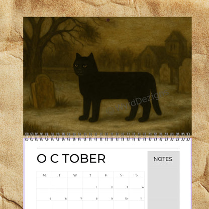 Naïve Cat Paintings 2026 Calendar A5 | Folk Art Cat Calendar | Quirky Cat Lover Gift | Wall Art - Wyrd Dezigns