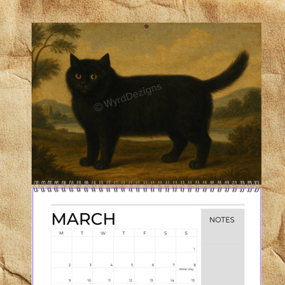Naïve Cat Paintings 2026 Calendar A5 | Folk Art Cat Calendar | Quirky Cat Lover Gift | Wall Art - Wyrd Dezigns