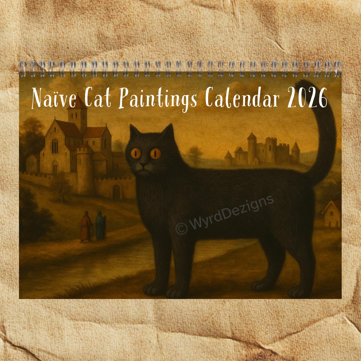 Naïve Cat Paintings 2026 Calendar A5 | Folk Art Cat Calendar | Quirky Cat Lover Gift | Wall Art - Wyrd Dezigns