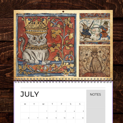 Medieval Cats with Crowns Calendar 2026, Quirky Weird Art Gift, Funny Historical Cat Artwork