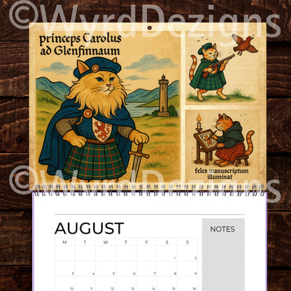 Cats in Kilts 2026 Calendar – Funny Scottish Cats Calendar A5 | Highland Historical Figures - Wyrd Dezigns