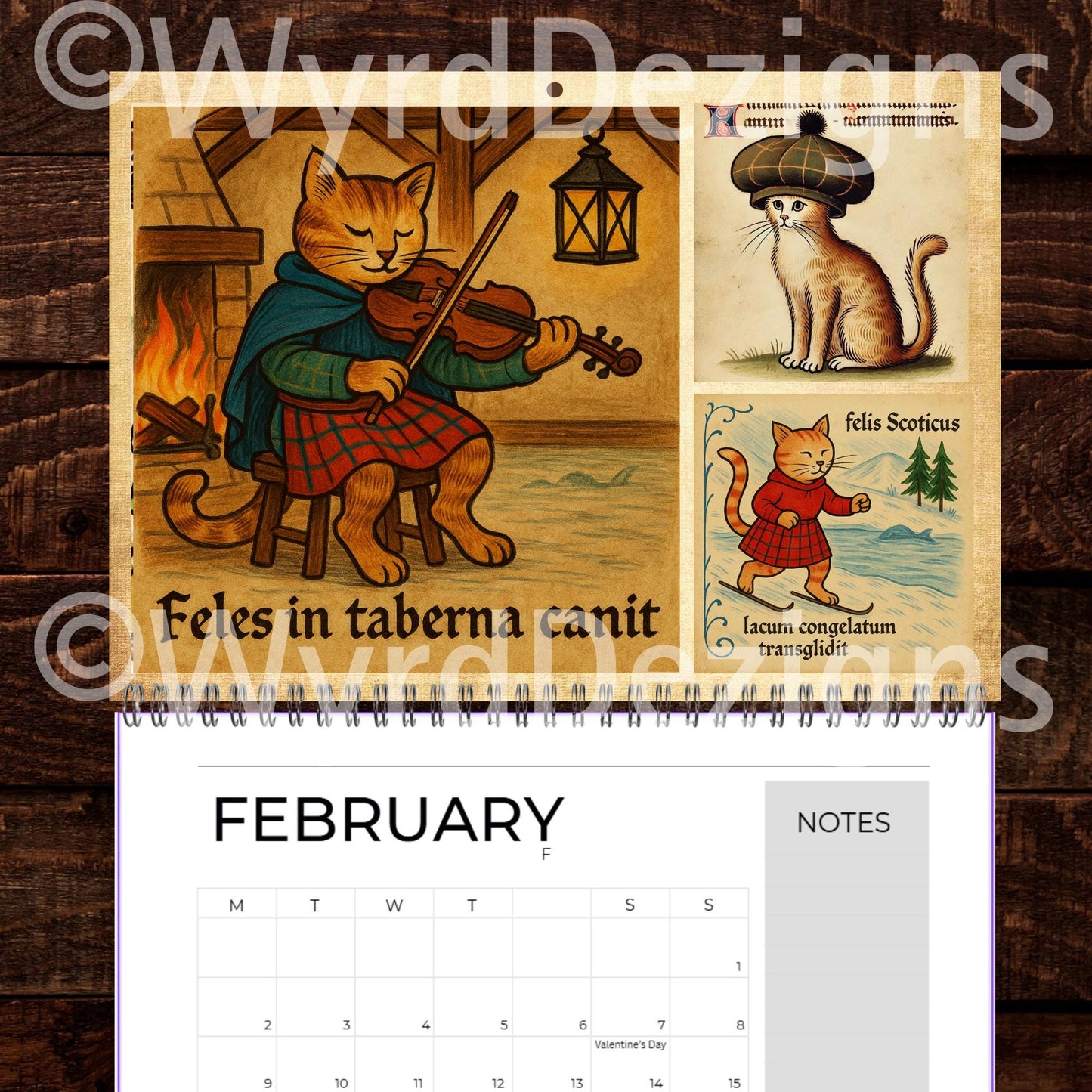Cats in Kilts 2026 Calendar – Funny Scottish Cats Calendar A5 | Highland Historical Figures - Wyrd Dezigns