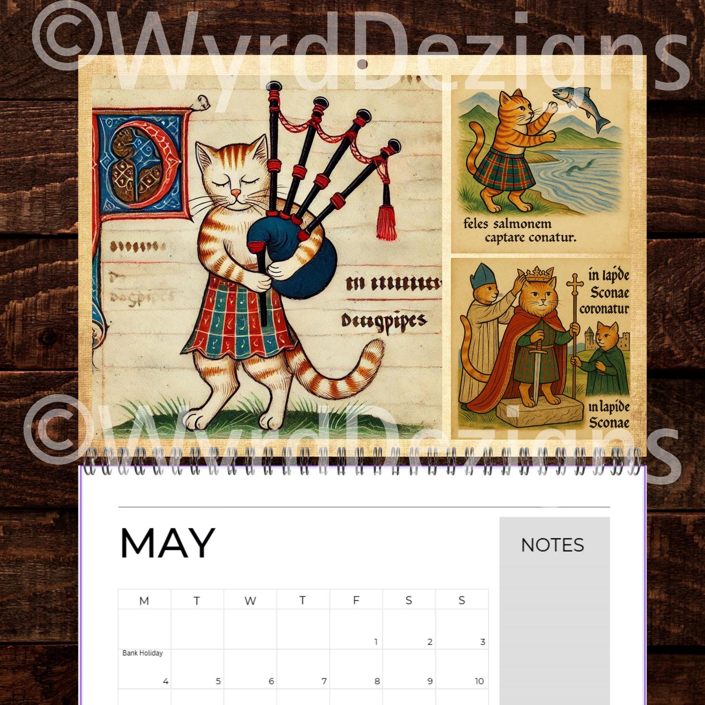 Cats in Kilts 2026 Calendar – Funny Scottish Cats Calendar A5 | Highland Historical Figures - Wyrd Dezigns