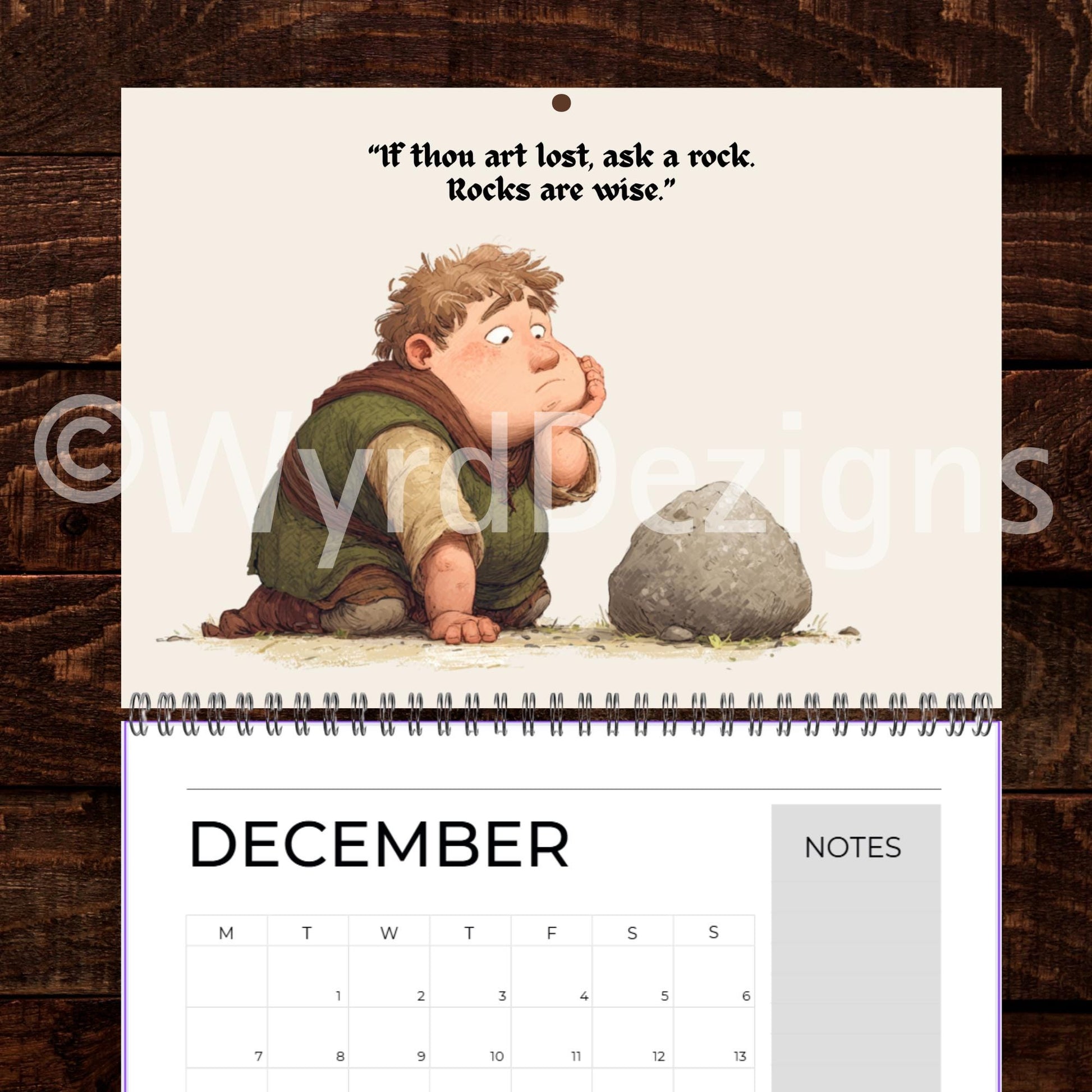 Medieval Nonsense Calendar 2026, Funny Quirky Illustrations, Useless Advice - Wyrd Dezigns