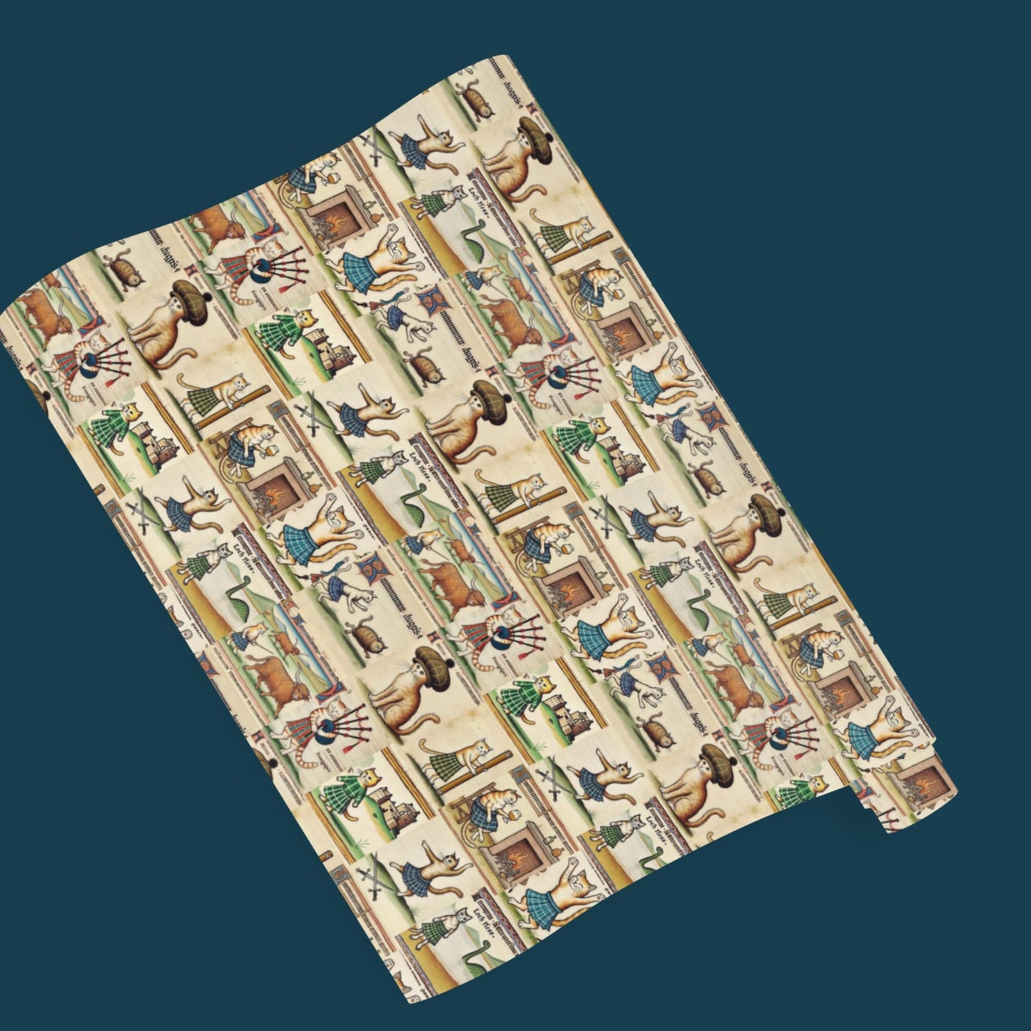 Scottish Cats Wrapping Paper Roll – Highland Medieval Art Giclée Print - Wyrd Dezigns