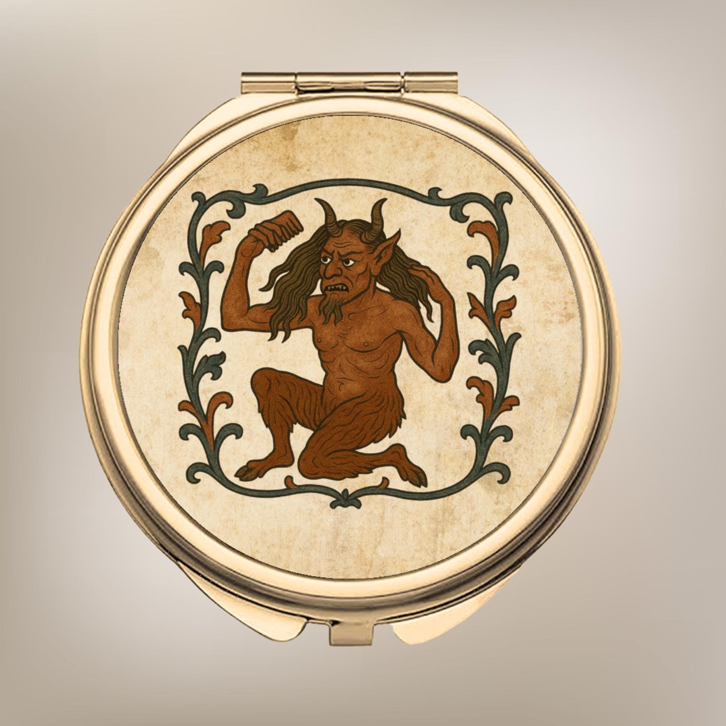 Round Compact Mirror - Classic Gold compact (8) - Wyrd Dezigns