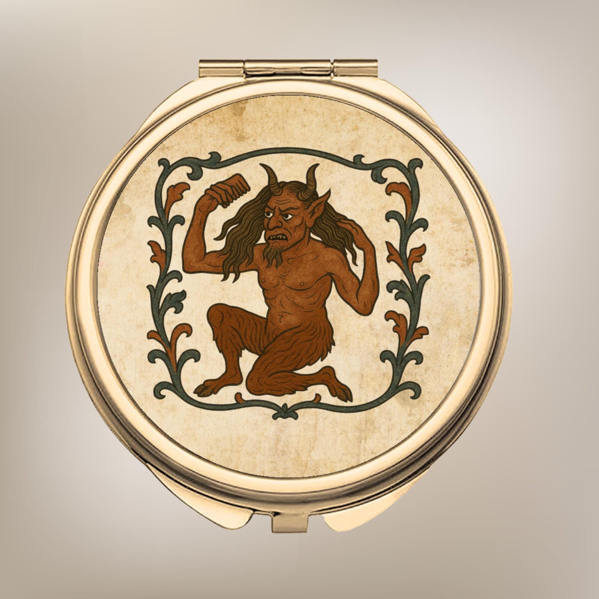 Round Compact Mirror - Classic Gold compact (8) - Wyrd Dezigns